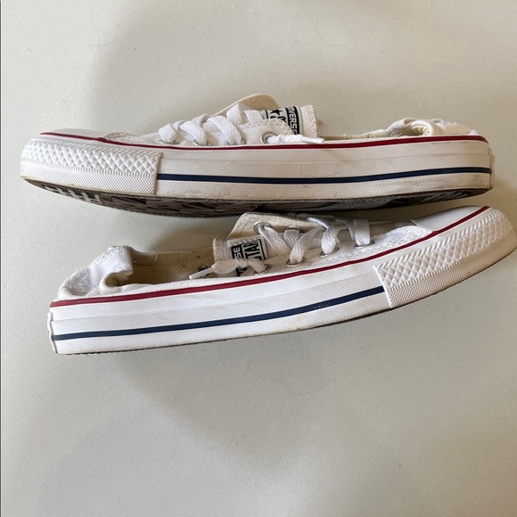 Converse White Canvas Low Top Sneakers with Red Trim - Picture 4 of 4
